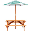 Gorilla Playsets 02-3003 Children's Outdoor Wooden Picnic Table with Umbrella, Brown