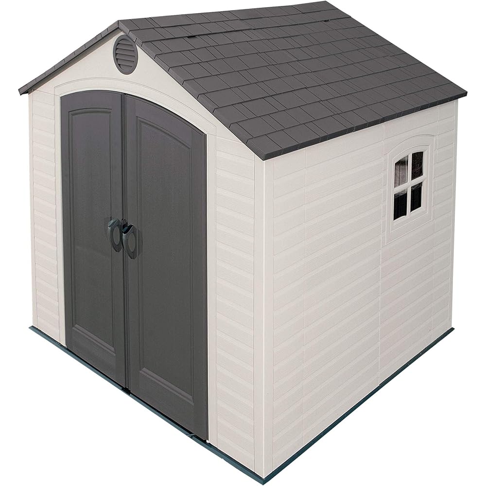 Lifetime 6411 Outdoor Storage Shed with Window, 8 by 7.5 Feet,Putty/Brown