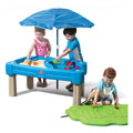 Step2 Cascading Cove Sand and Water Table, Kids Activity Sensory Playset, Comes with Umbrella, Summer Outdoor Toys, 7 Piece Toy Accessories, For Toddlers 1.5+ Years Old