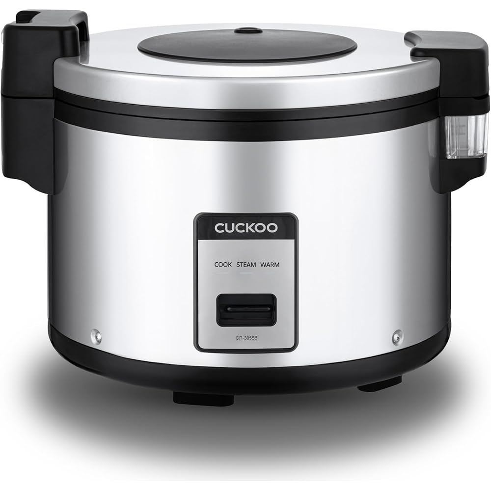 CUCKOO CR-3055 30-Cup (Uncooked) / 60-Cup (Cooked) Large Capacity Commercial Rice Cooker &amp; Warmer with Nonstick Inner Pot, Switch Press (Silver/Black)