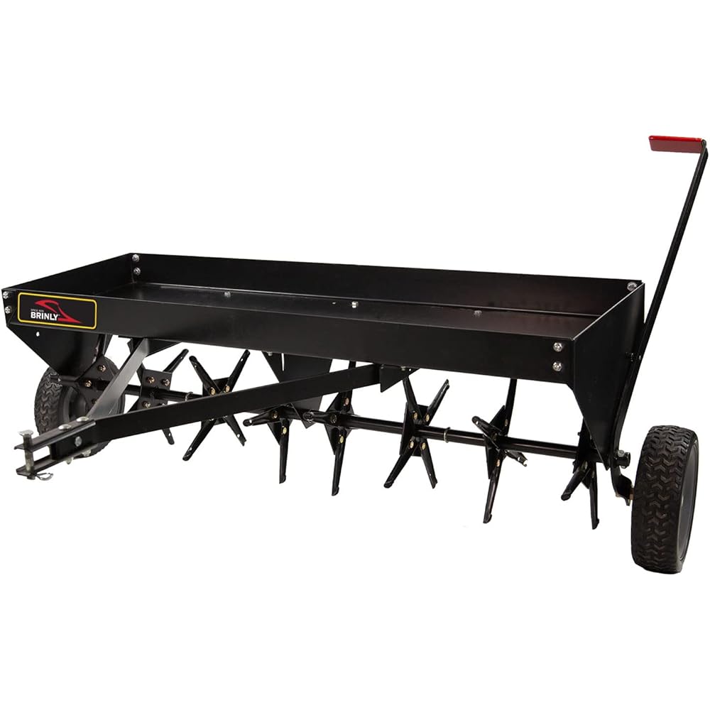 Brinly PA-482BH-A2 Tow Behind Plug Aerator with Universal Hitch, 48", Matte Black