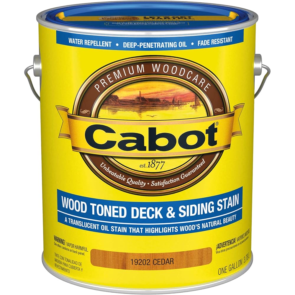 Cabot Wood Toned Stain + Sealer, Low VOC Exterior Natural Wood Stain, Cedar, Gallon