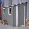 LINKHOO 4 x 10 FT Metal Outdoor Storage Shed with Foundation and 2 Windows, Lean to Storage Sheds w/Lockable Door &amp; Air Vents, All Weather Waterproof Garden Tool House for Backyard, Patio, Lawn, Gray