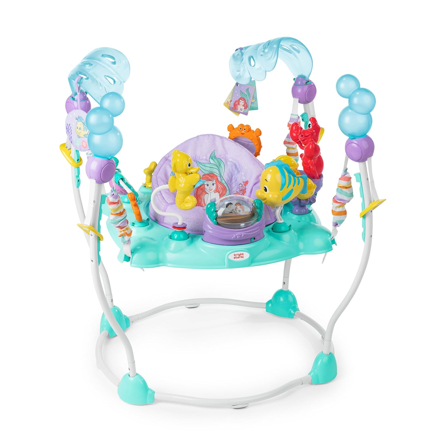Bright Starts Disney The Little Mermaid Sea of Activities Baby Activity Jumper with Interactive Toys, Lights &amp; Music with Disney Princess Ariel, 6-12 Months (Blue)