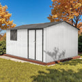 12' x 10' XL Outdoor Storage Shed, Sturdy Metal Building w/Windows &amp; Lockable Doors for Garden, Backyard, Poolside and Lawn, Grey+White