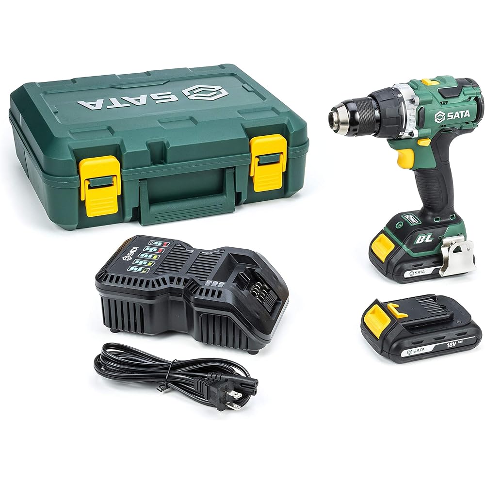 SATA 18-Volt 1/2-Inch Drive Brushless Drill Driver Lithium-Ion Kit, 2 AMP Hour Batteries Included ST51011U