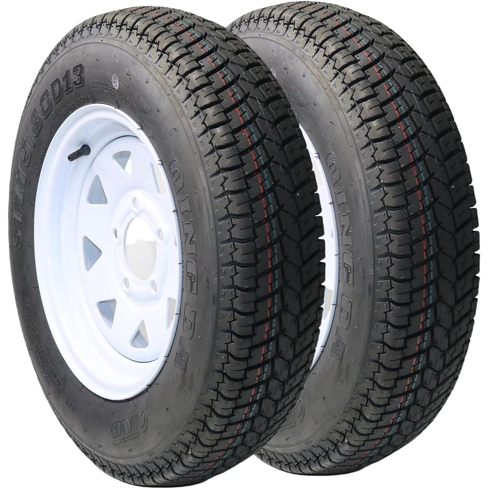 2 Pack ST175/80D13 Tire, 5 Lug on 4.5", 6PR Load Range C, ST175 80D13 Tire for Travel/Camper/Landscape/Cargo/Utility/Boat/Horse/Farm