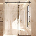 Matte Black Shower Door for Walk in Shower 44-48 inch W x 72 inch H, Sliding Bathroom Door with Smooth Door Closing, Explosion Proof Film, Murano Lux