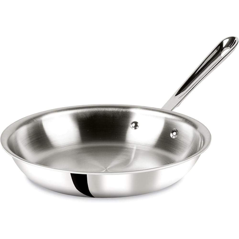 All-Clad D3 10 Inch Stainless Steel Frying pan, 3-Ply Stainless Steel Pan, Induction, Oven Broiler Safe 600F Skillet, Professional Cookware, Silver