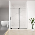 KEIKI Semi-Frameless Double Sliding Shower Door 56"-60" W x 72" H, 5/16 inch Tempered Glass Door for Walk-in Shower,Bypasss Bathroom Shower Enclosure, with Top Rail,Matte Black Finished