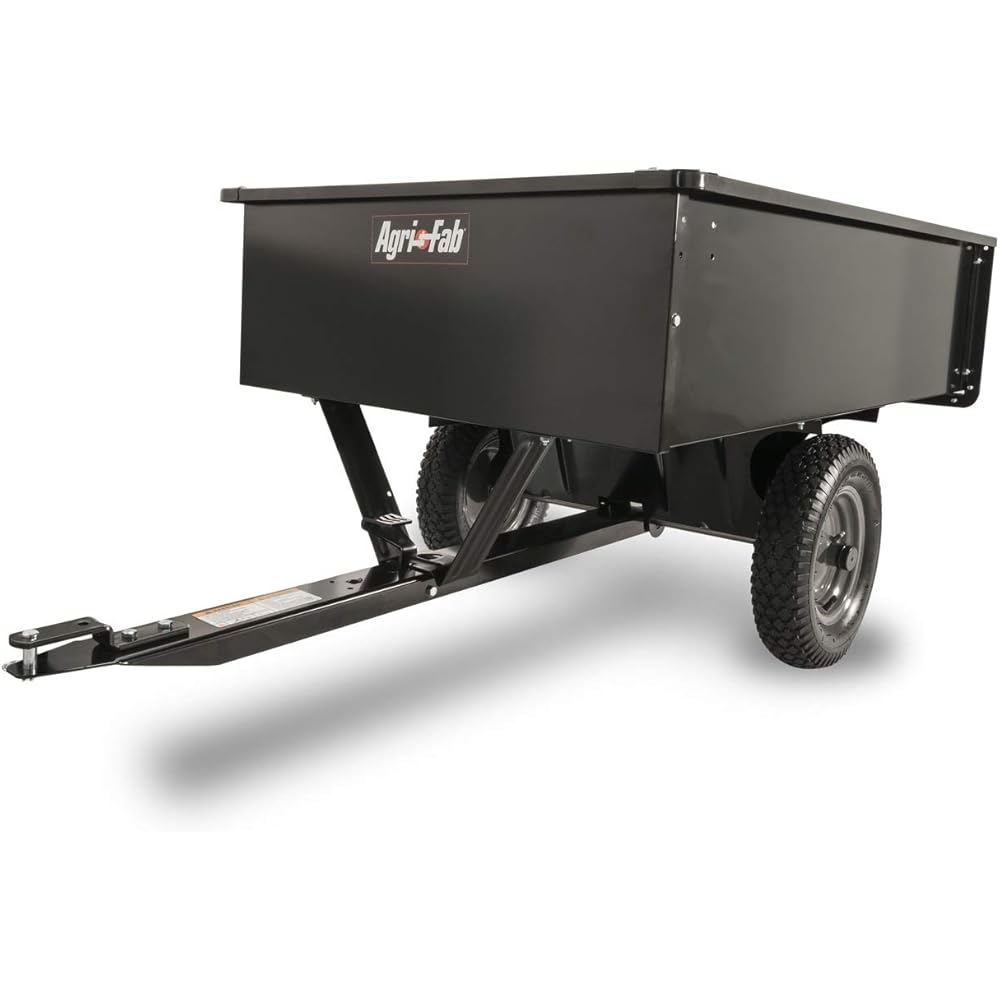 Agri-Fab 45-0101 Steel Utility Lawn &amp; Garden Dump Cart, For Riding Lawn Mowers, 12 cu ft/750# Capacity; 16" Pneumatic Wheels, Easy Foot-Lever Dumping