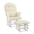Angel Line Windsor Glider &amp; Ottoman-with Beige Cushion, White