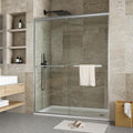72 in x 48 in Double Sliding Shower Door, Aluminum Alloy Shower Enclosure with Dual Sliding Doors &amp; Easy-Clean 6MM Tempered Glass – Rust-Proof, Space-Saving Design, Brushed Nickel